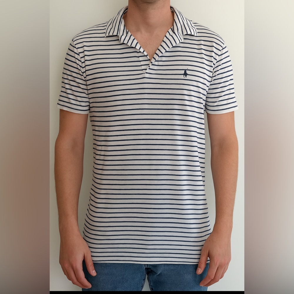 Ralph Lauren Polo Golf Striped Shirt Size Large Blue White Preppy Coastal